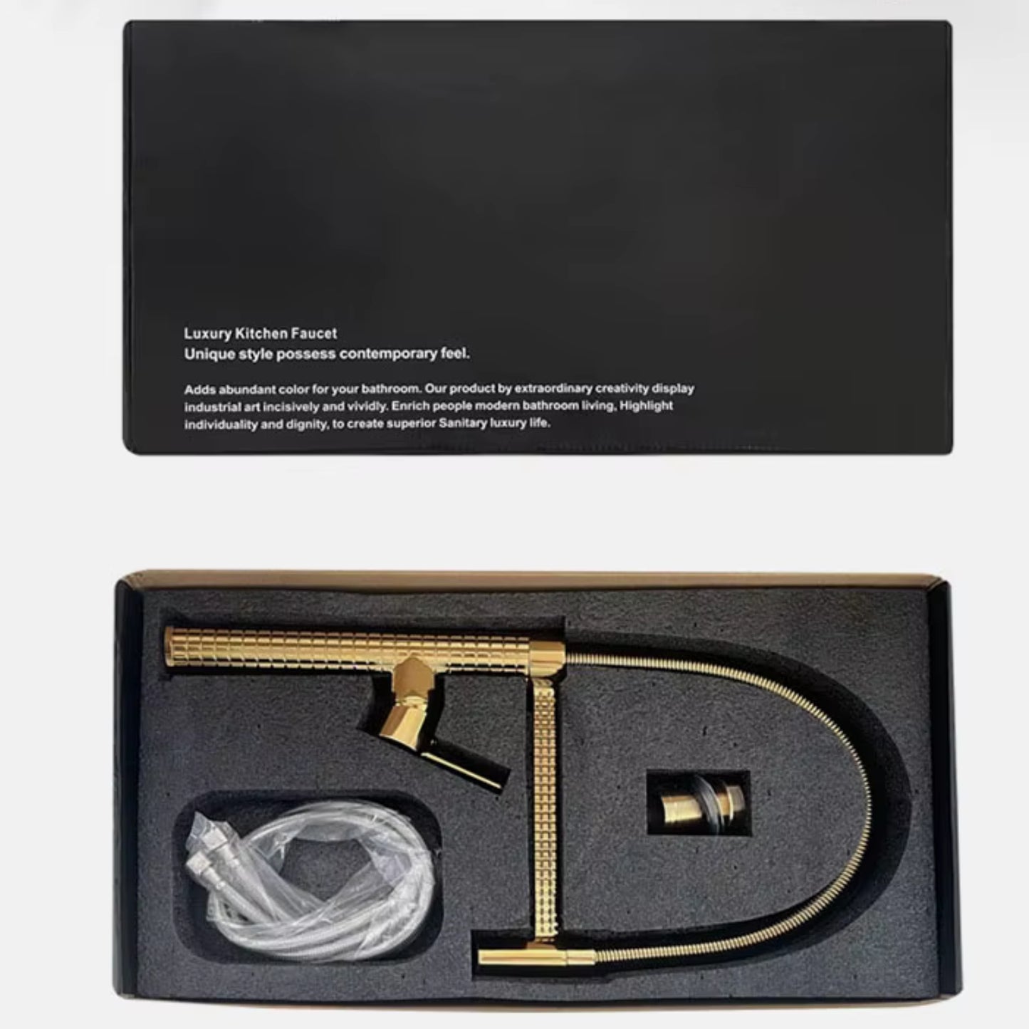 Italian-Inspired Design Pull-Out Kitchen Faucet Polished Gold