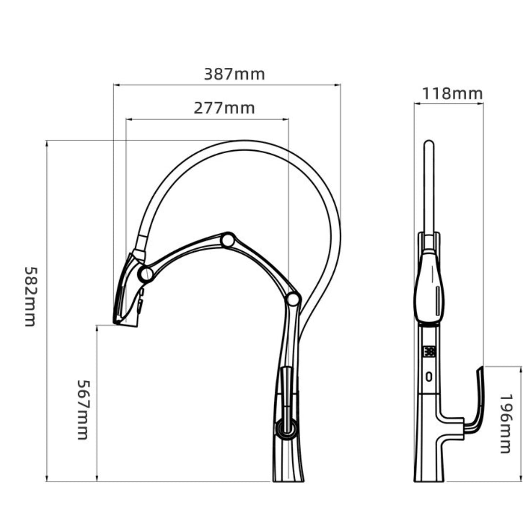 Tutto Copper Robotic-Arm Kitchen Faucet – Magnetic Pull-Down Sprayer Rose Gold