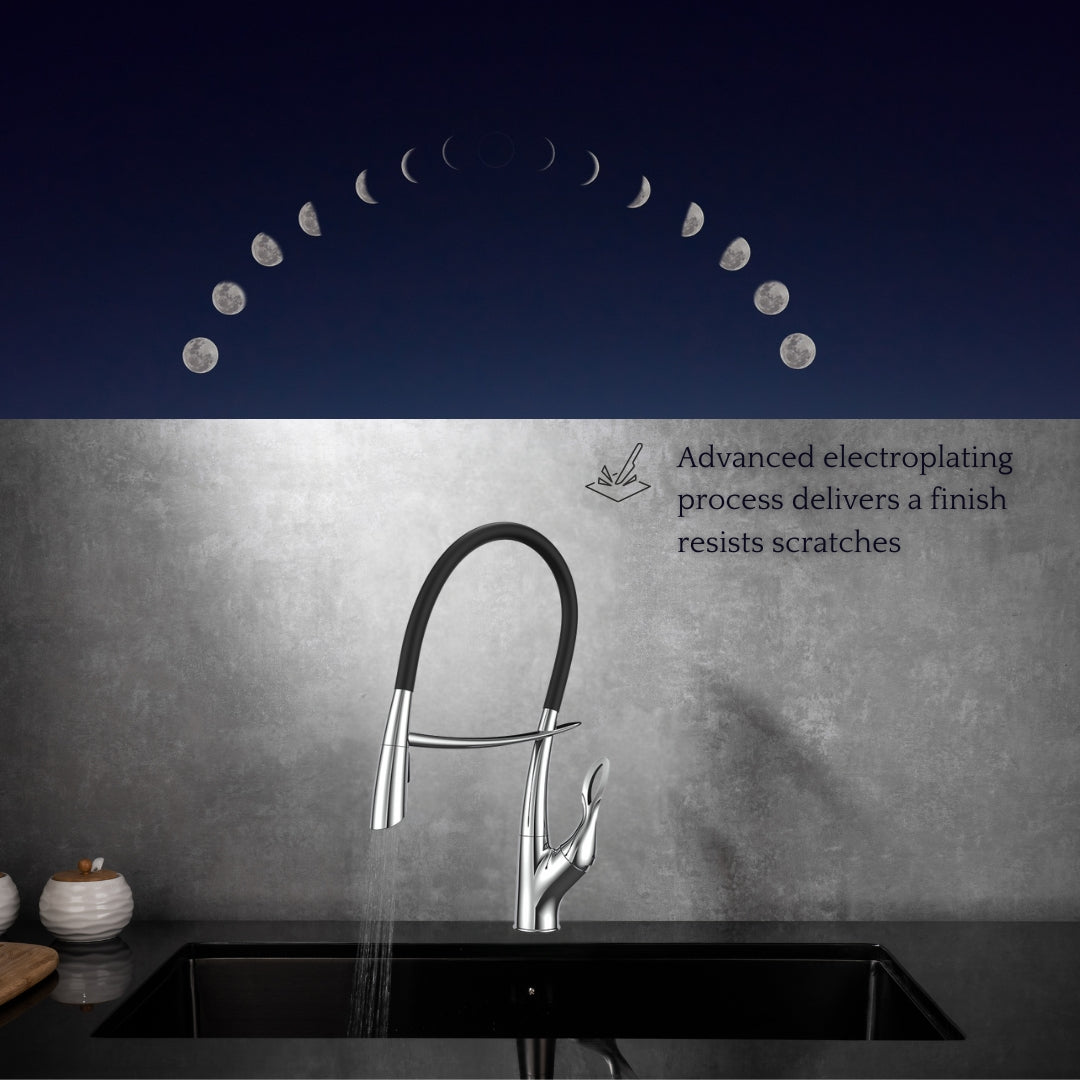 Tutto Luxury Kitchen Faucet – Crane‑Design, Magnetic Pull‑Down Spout Chrome