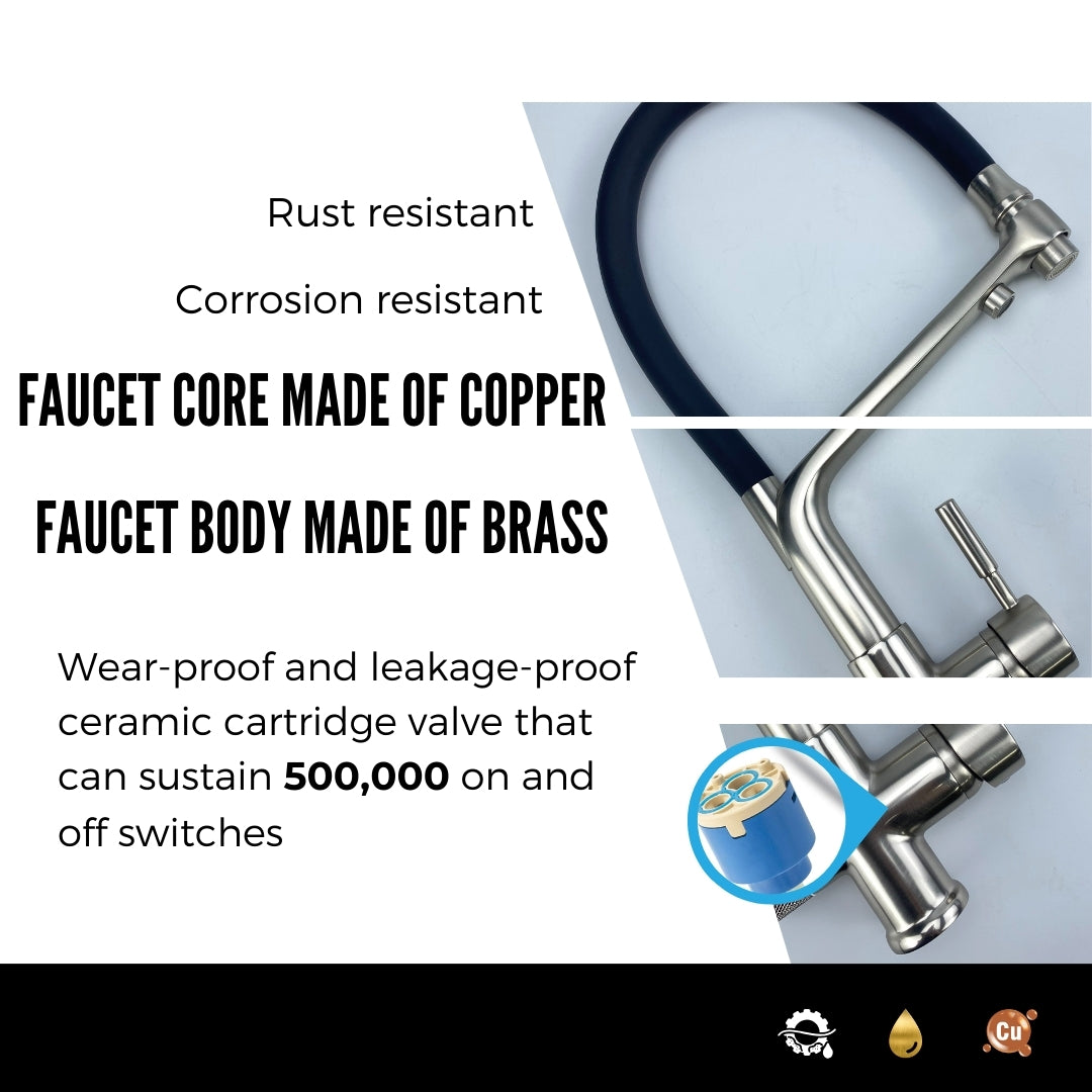 Reverse Osmosis Compatible 3-in-1 Kitchen Faucet Brushed Nickel