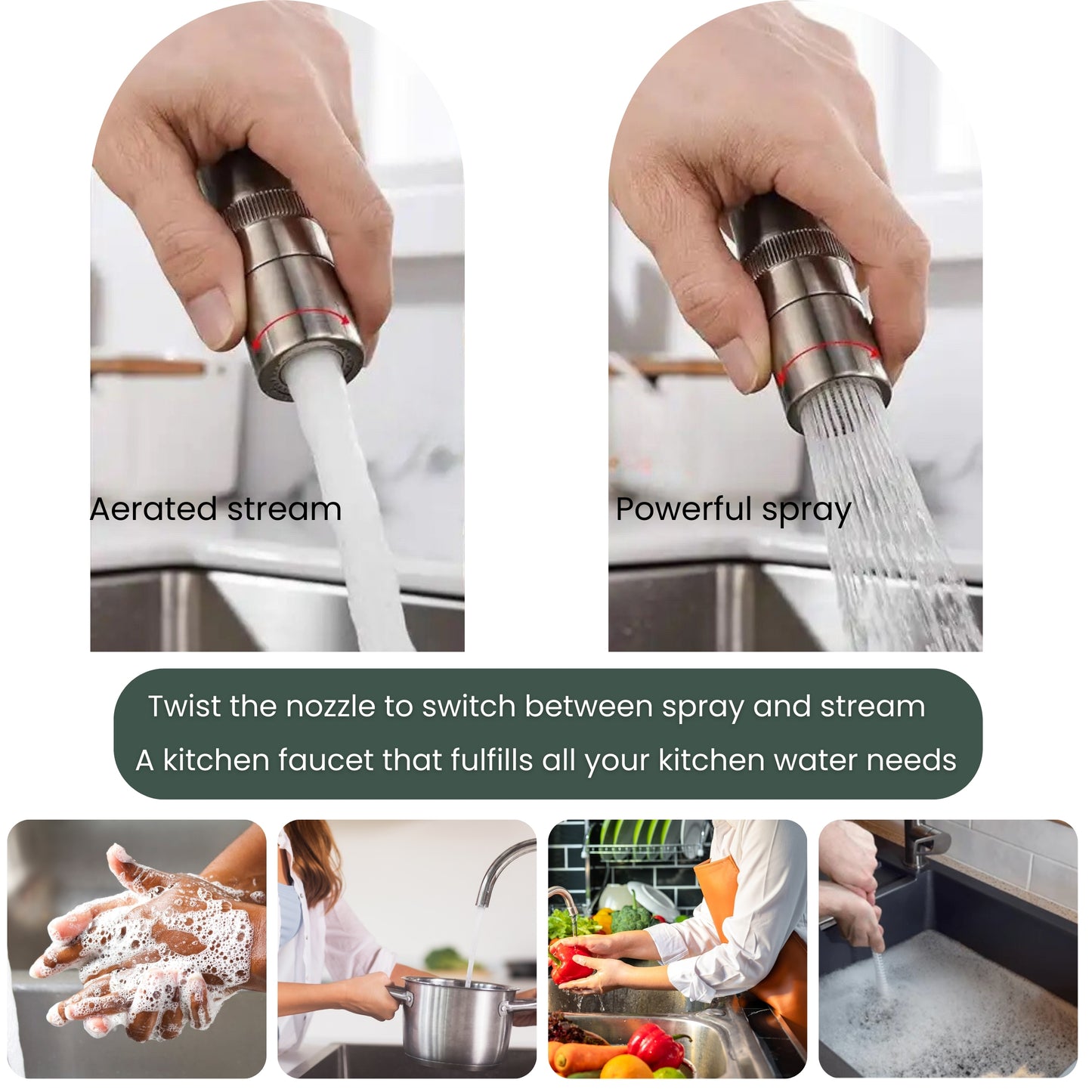 Reverse Osmosis Compatible 3-in-1 Kitchen Faucet Brushed Nickel
