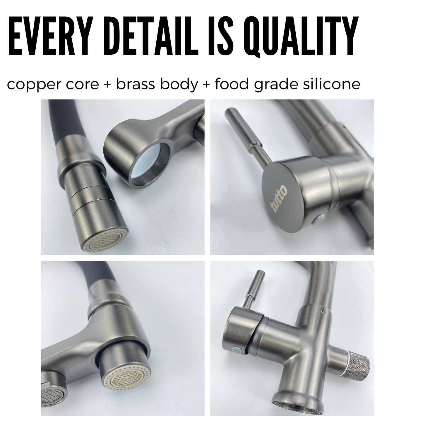 Reverse Osmosis Filter Compatible 3-in-1 Kitchen Faucet Gunmetal Gray