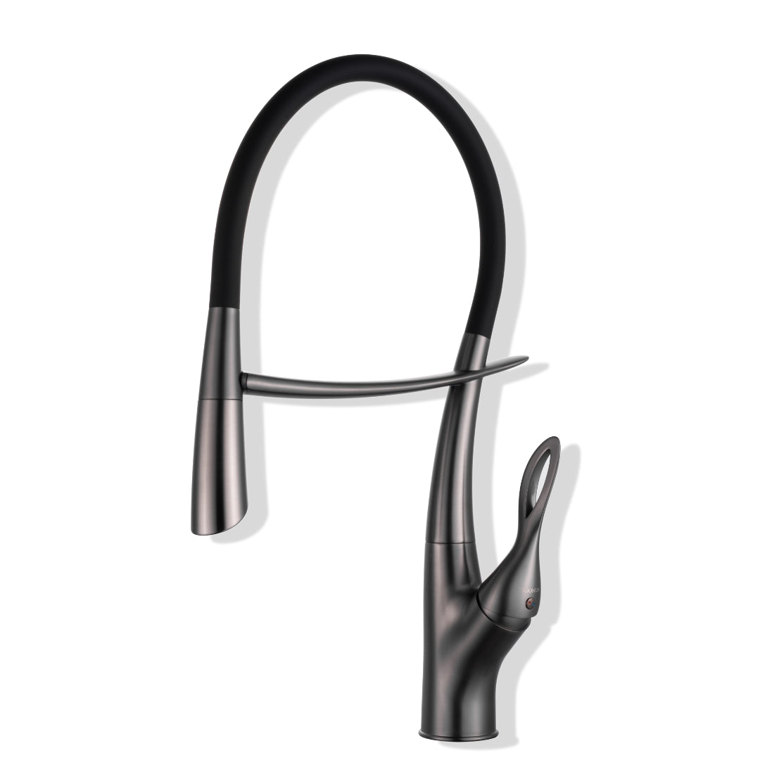 Tutto Luxury Kitchen Faucet – Crane‑Design, Magnetic Pull‑Down Spout Gunmetal Gray