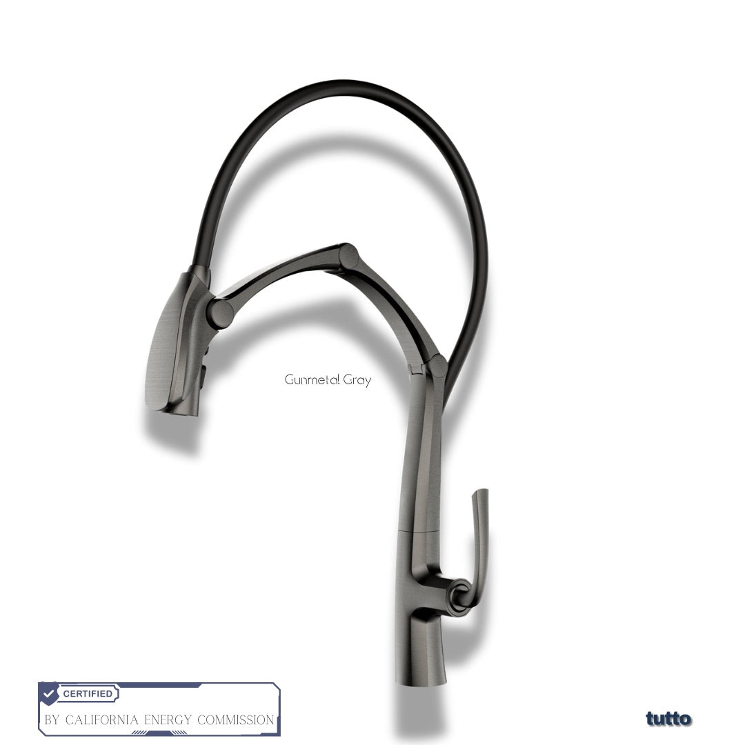 Tutto Copper Robotic-Arm Kitchen Faucet – Magnetic Pull-Down Sprayer Gunmetal Gray
