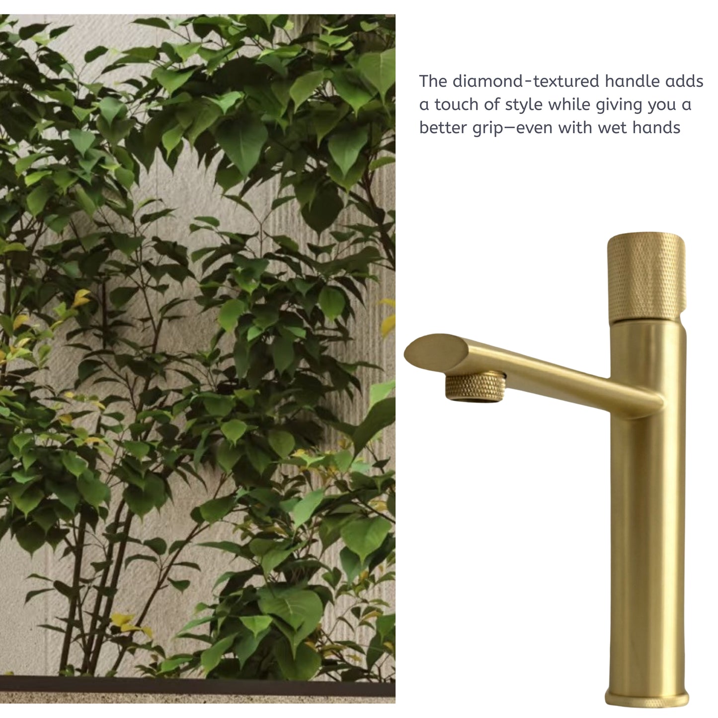 Brushed Gold Knurl Accented Bathroom Faucet