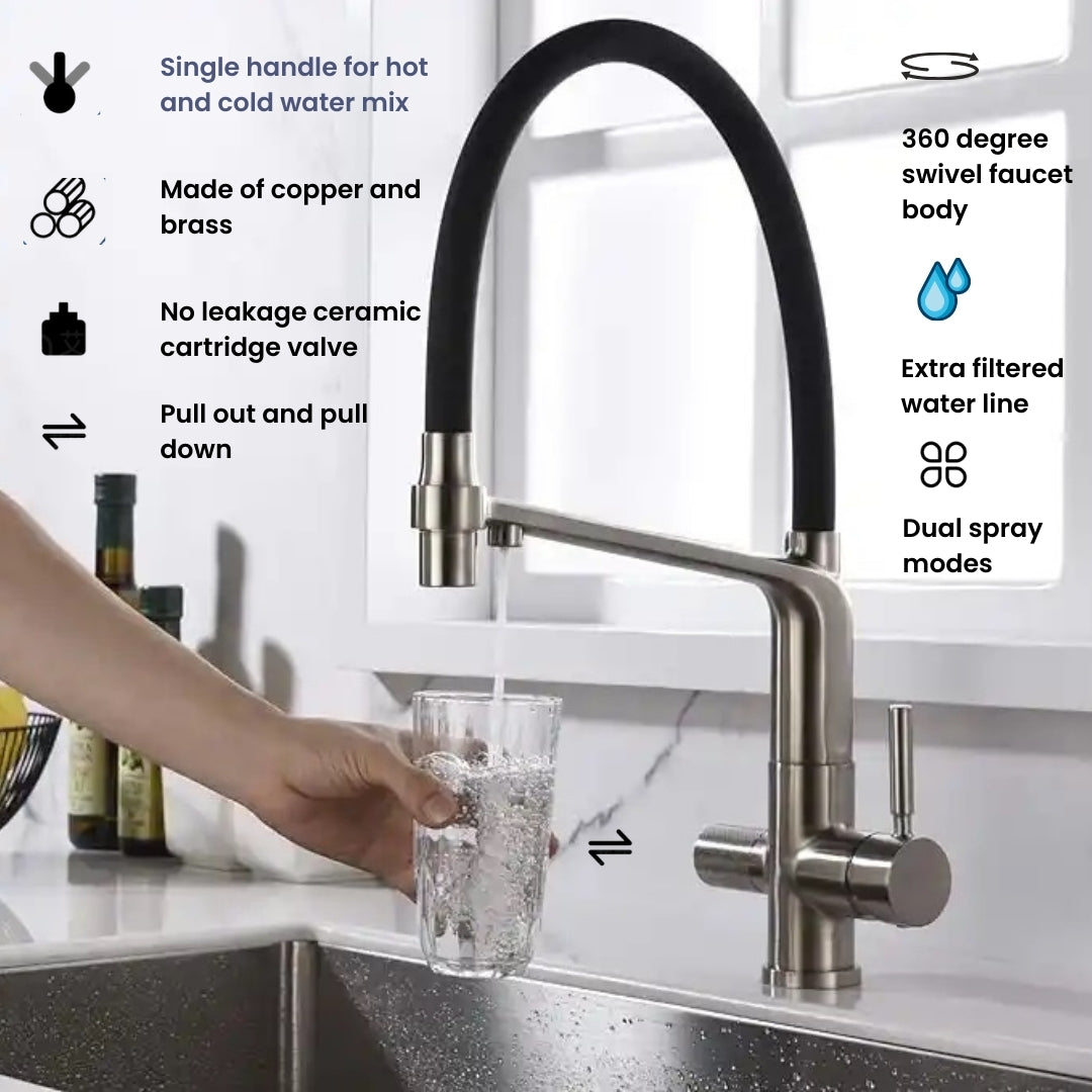 Reverse Osmosis Compatible 3-in-1 Kitchen Faucet Brushed Nickel