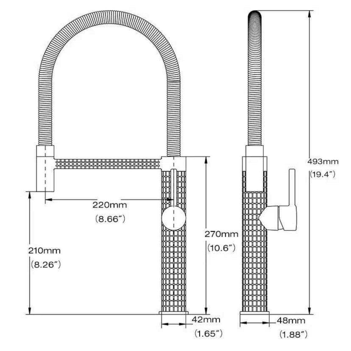 Italian-Inspired Design Pull-Out Kitchen Faucet Gunmetal Gray