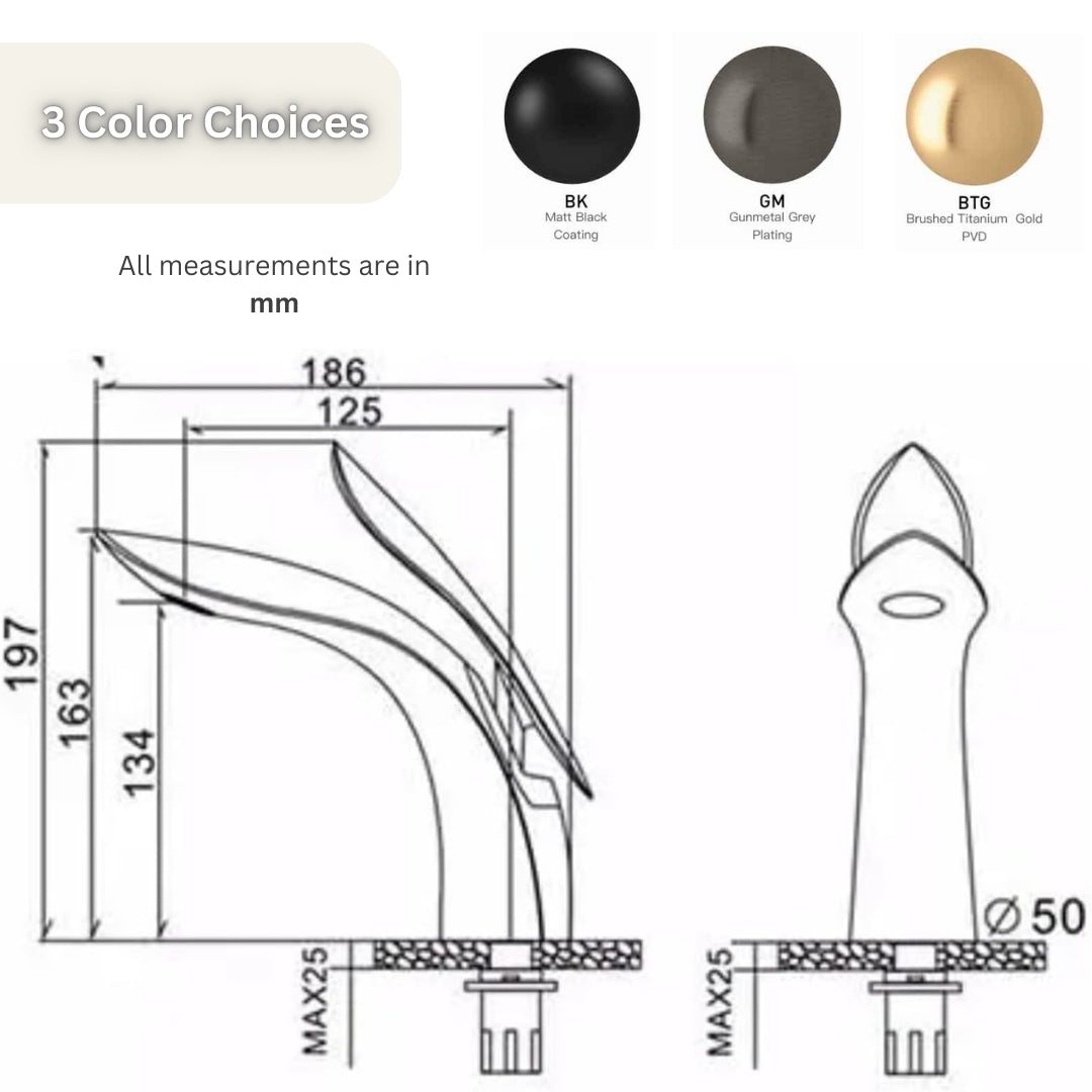 Matte Black Leaf‑Inspired Bathroom Faucet – Soft Aerated Stream