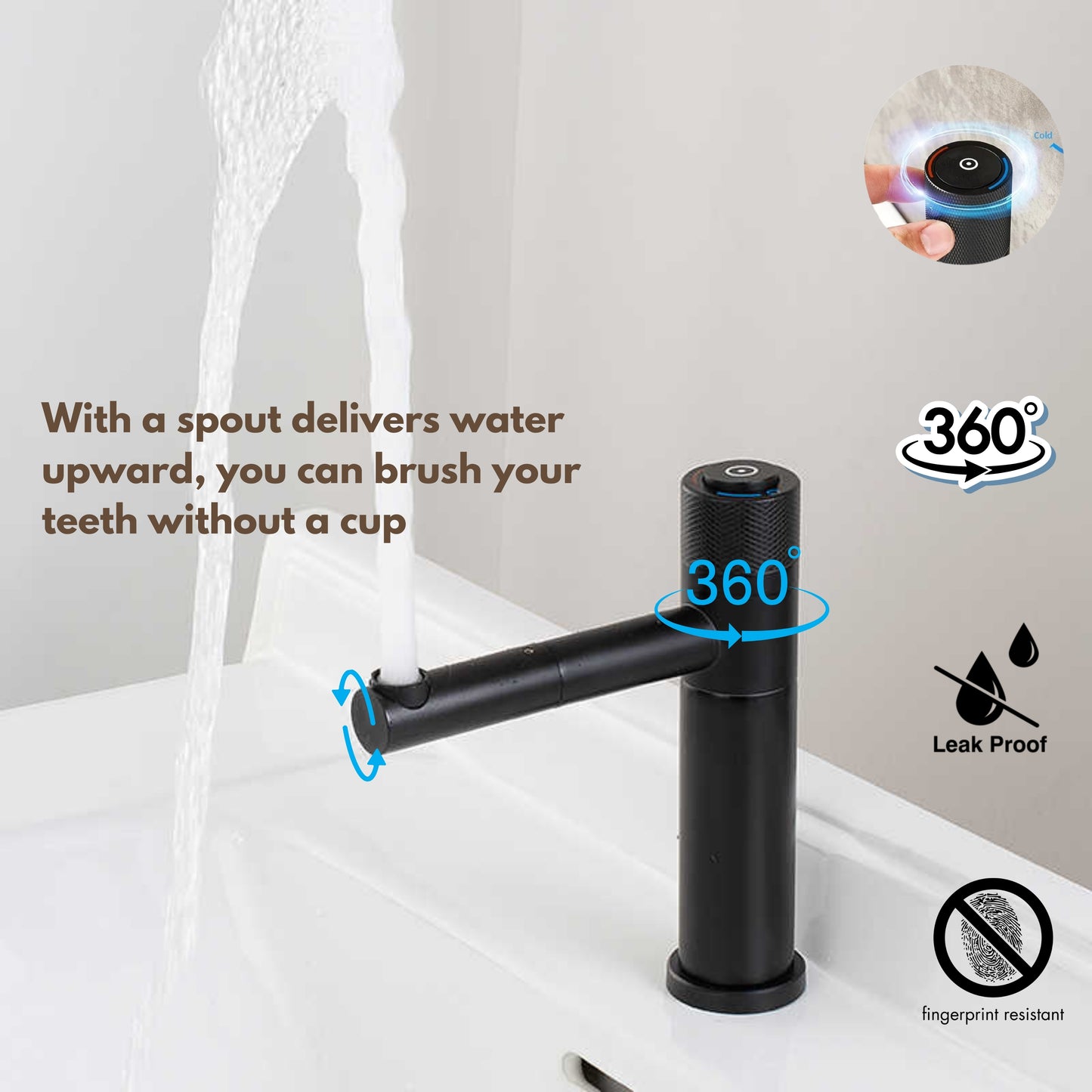 Matte Black Luxury Push Button Bathroom Faucet