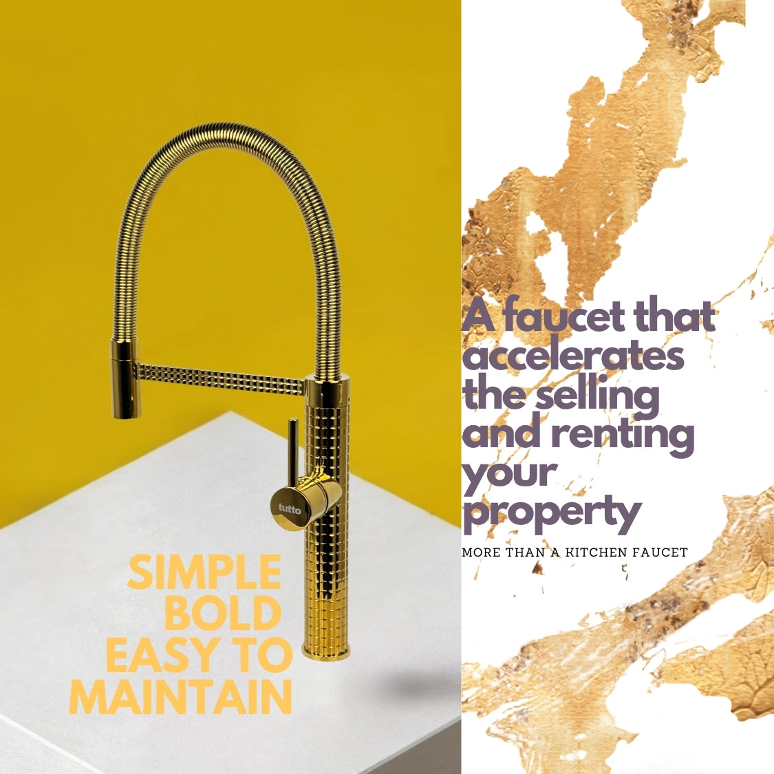 Italian-Inspired Design Pull-Out Kitchen Faucet Polished Gold