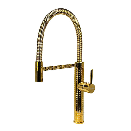 Italian-Inspired Design Pull-Out Kitchen Faucet Polished Gold