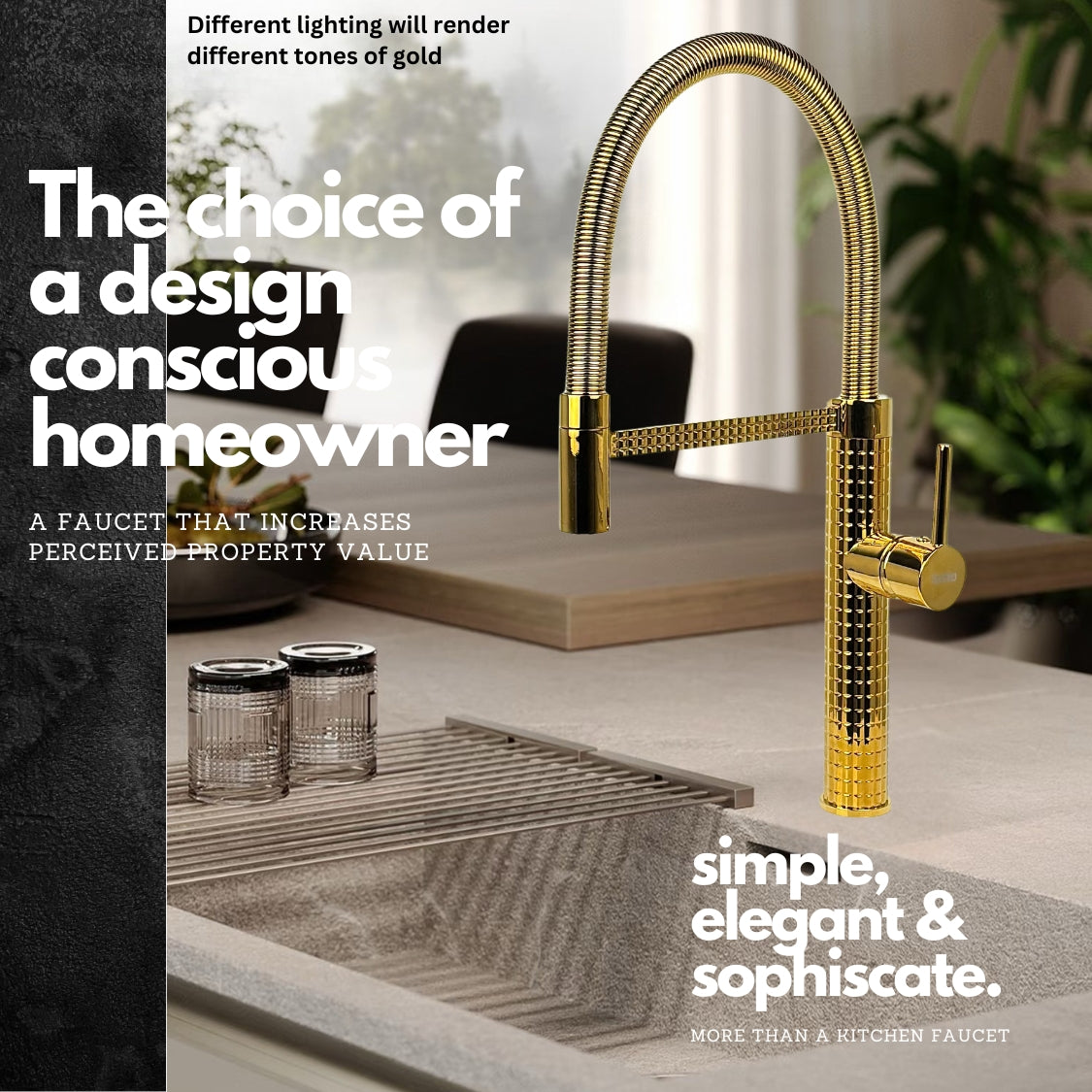 Italian-Inspired Design Pull-Out Kitchen Faucet Polished Gold