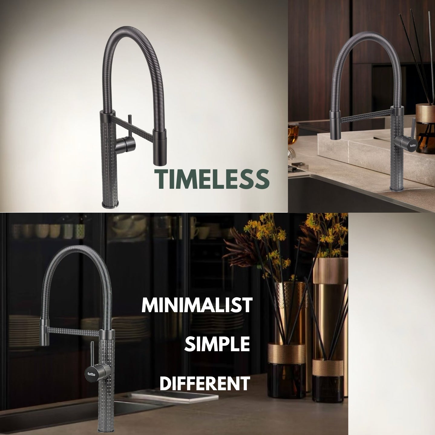 Italian-Inspired Design Pull-Out Kitchen Faucet Gunmetal Gray