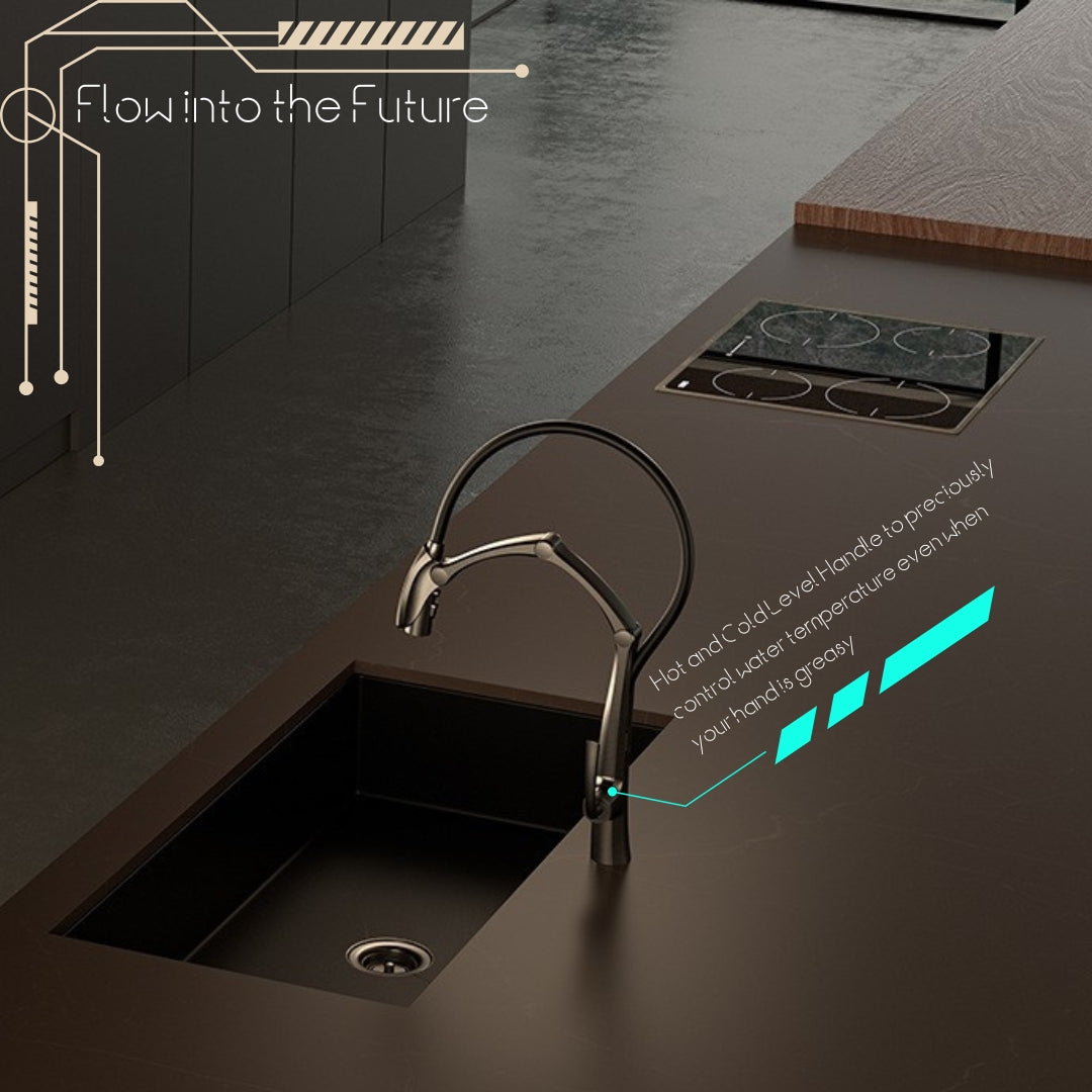 Tutto Copper Robotic-Arm Kitchen Faucet – Magnetic Pull-Down Sprayer Rose Gold