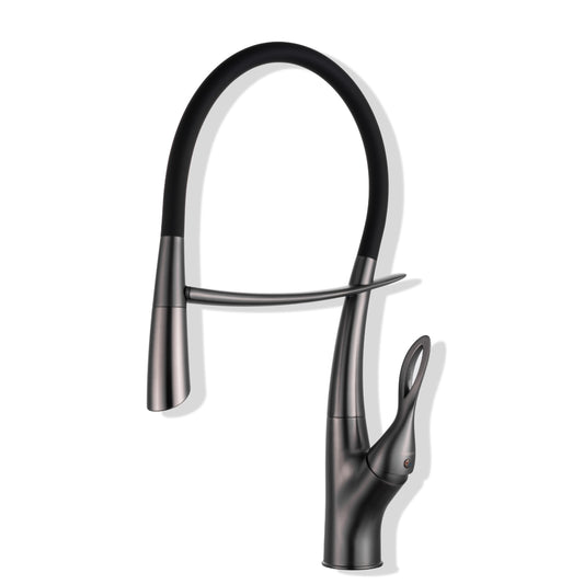 Tutto Luxury Kitchen Faucet – Crane‑Design, Magnetic Pull‑Down Spout Gunmetal Gray