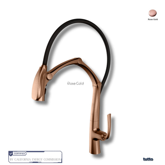 Tutto Copper Robotic-Arm Kitchen Faucet – Magnetic Pull-Down Sprayer Rose Gold