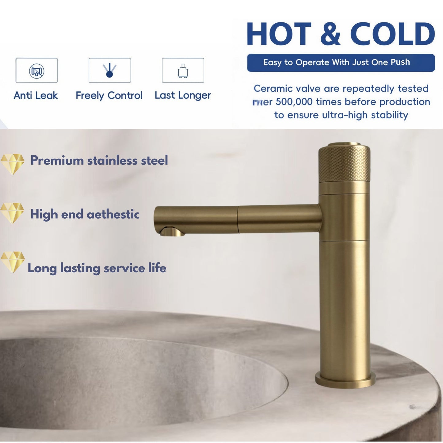 Luxury Push Button Bathroom Faucet